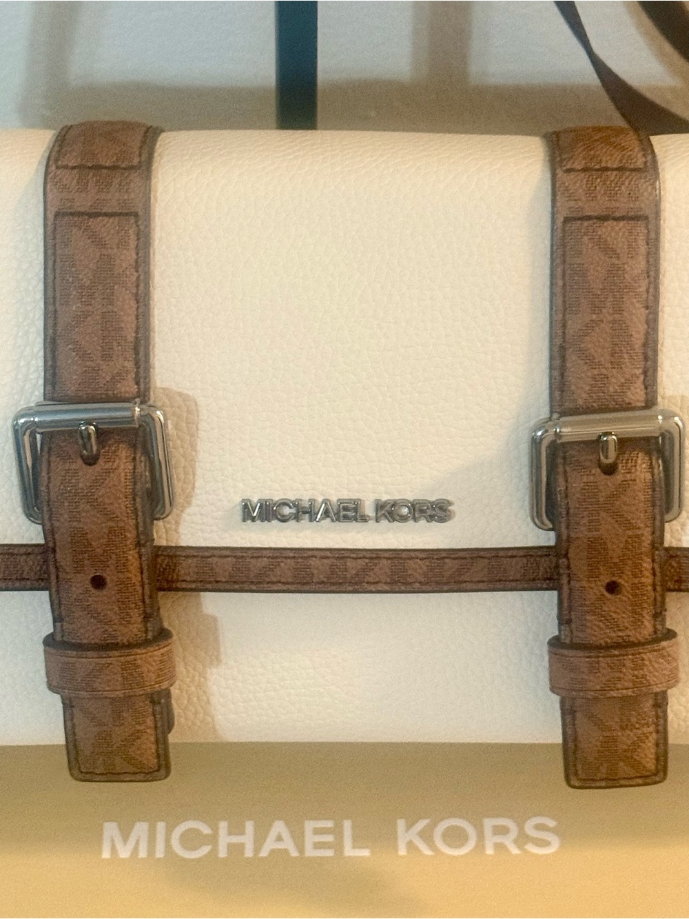Michael Kors Jet Set Messenger Bag – Unisex Cream/Brown Leather
